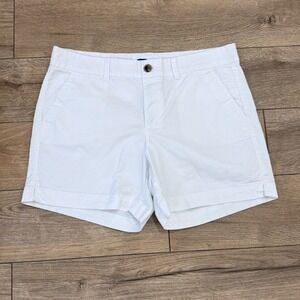 Old Navy Everyday Short Womens 12 White Mid-Rise Chino Stretch Cotton 5 Inseam